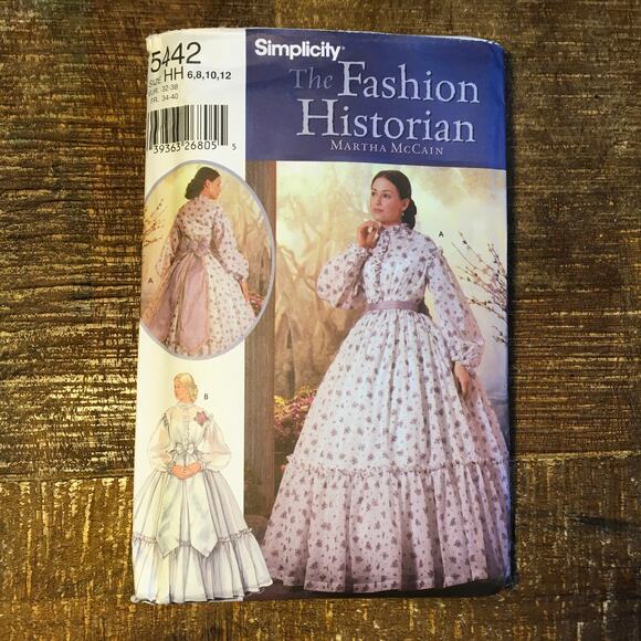 Simplicity Sewing Pattern 5442 Fashion Historian Civil War Wedding Dress UNCUT - Picture 1 of 2